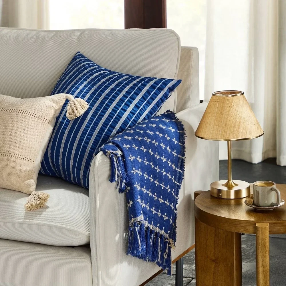 Cordless Woven Portable Table Lamp Brass - Hearth & Hand Magnolia, Target